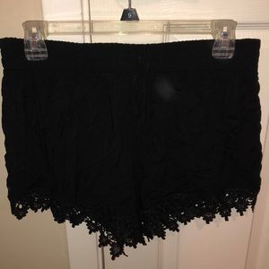 Black lace bottom shorts